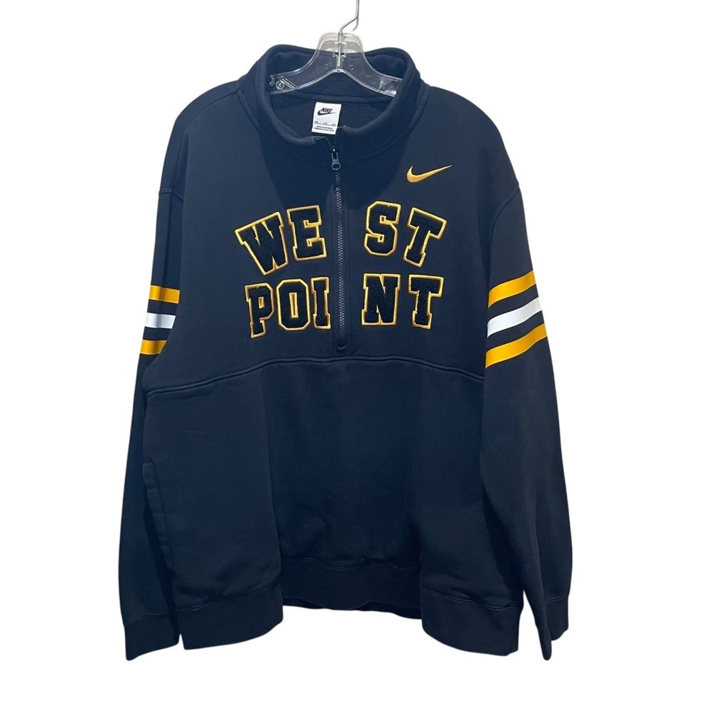 Nike West Point Quarter Zip Sweatshirt Black Gold Logo Men Size XXL